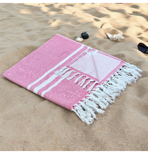 Flamingo - Cotton Hammam Beach Towel with reversible Toweling Flamingo - Cotton Hammam Beach Towel with reversible Toweling